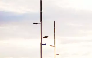 Hybrid solar light poles at roundabout