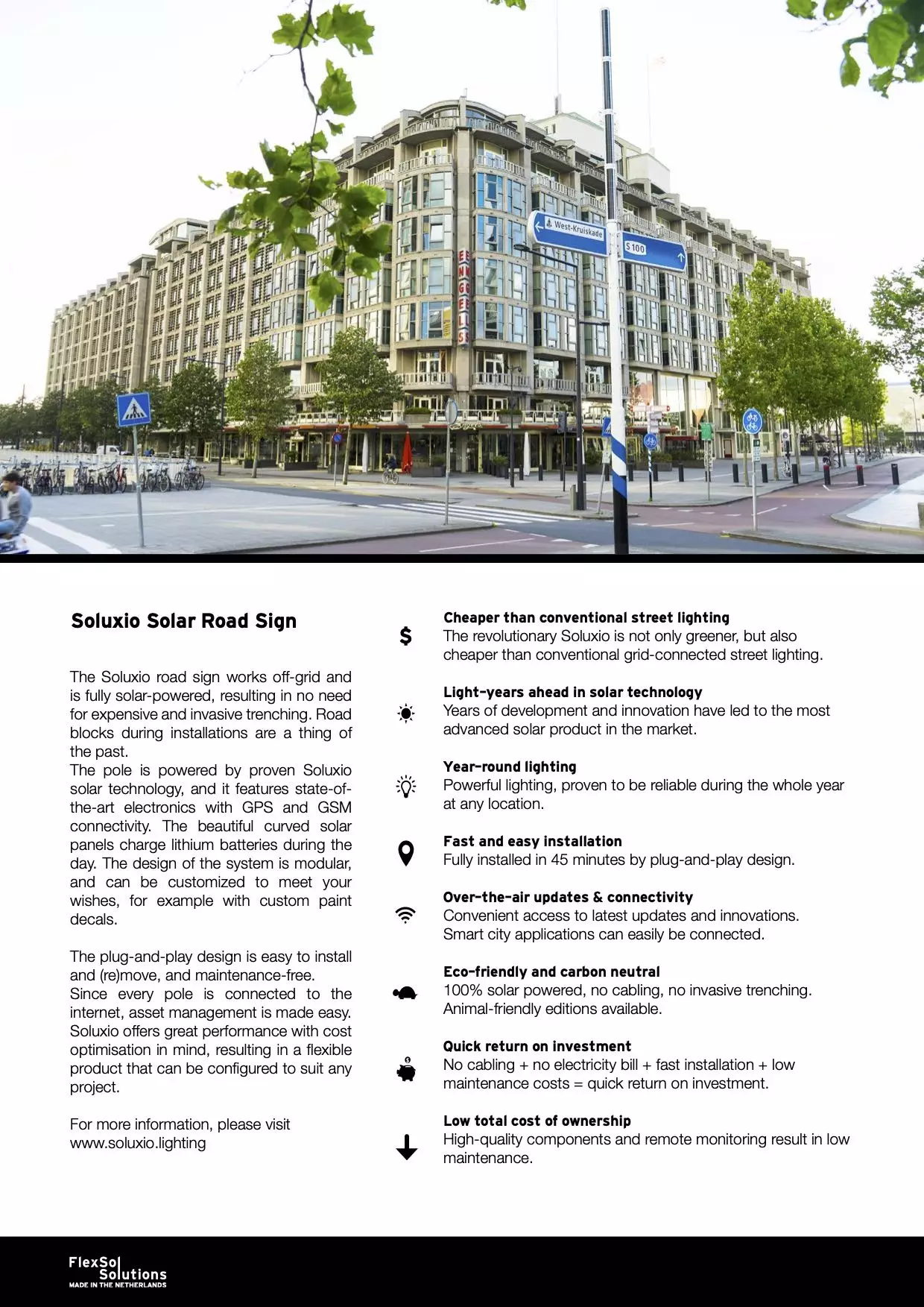 Soluxio solar road sign leaflet