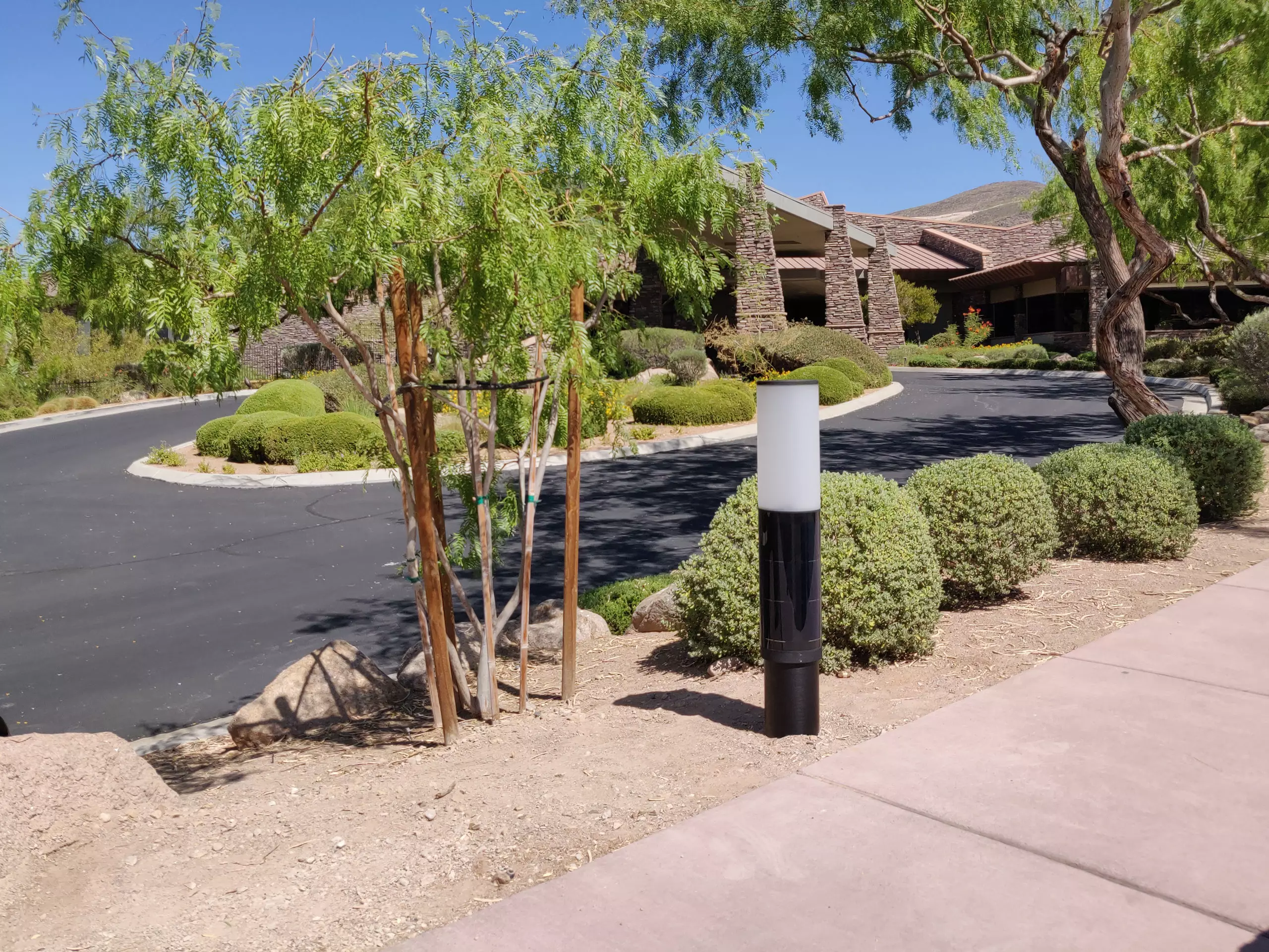 Soluxio-NxT-solar-bollard pathway-lighting NxT solar bollard pathway lighting at parking lot