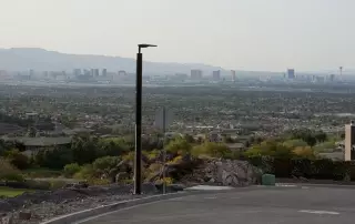 Soluxio solar street light with view on smart city