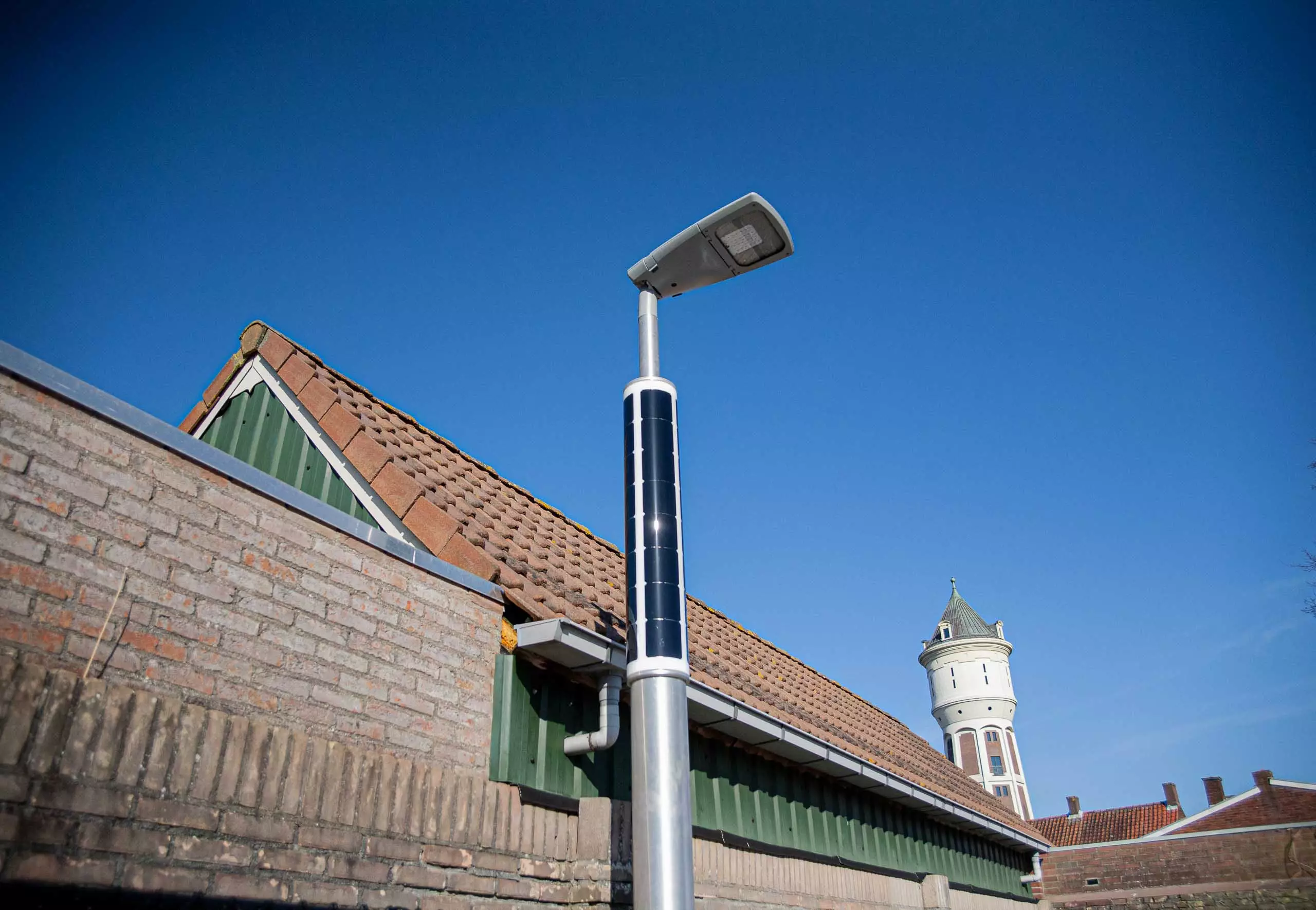 Solar powered parking lot light in Dutch town