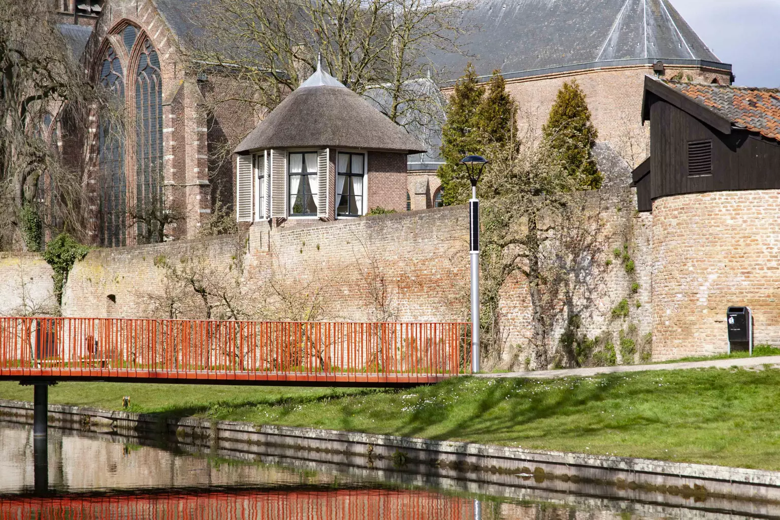 Soluxio solar light post at citywall next to red bridge Soluxio solar light post at citywall next to red bridge