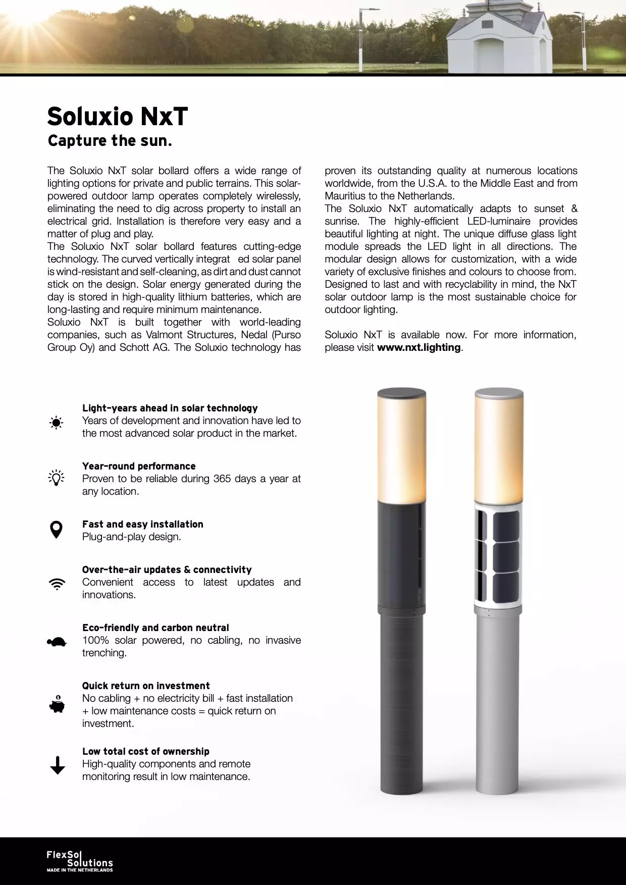 Soluxio NxT solar bollard leaflet